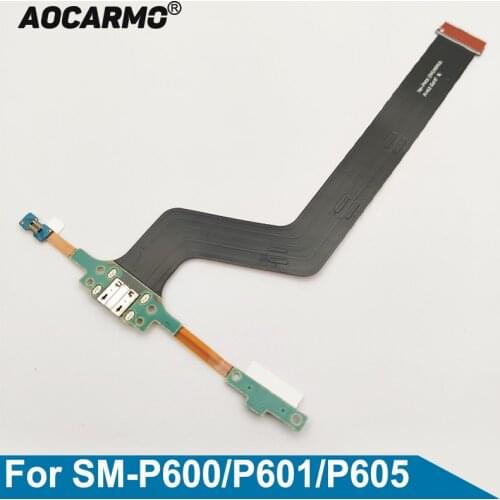 Aocarmo USB Charging Port Charger Dock Connector Mic Microphone Flex Cable For Samsung Galaxy Tab SM-P600 P601 P605