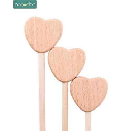 Bopoobo BPA Free Wooden Teether 10PCS Beech Wooden Moon Wooden Baby Gym Wooden Baby Teething Holding Toys Gym 0-12 months Child