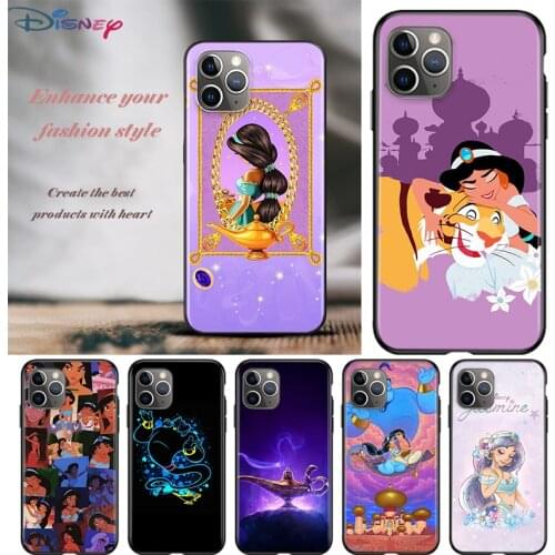 Aladdin Jasmine For Apple iPhone 12 11 Pro Max mini XS Max XR X 8 7 6 6S Plus 5S SE 2020 Soft Black Phone Case
