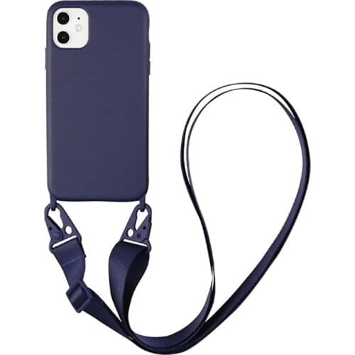 Original Liquid Silicone Crossbody Wide Shoulder Strap Case For iPhone 12 11 Pro Max Mini Xr X Xs Max 7 8 Plus Necklace Cover