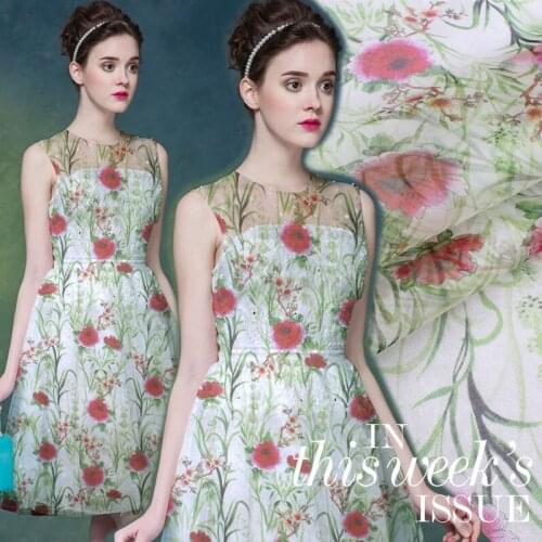 Digital inkjet silk organza yarn fabric breathable clothing shirt silk fabric crisp silk fabric for dress tulle fabric cloth