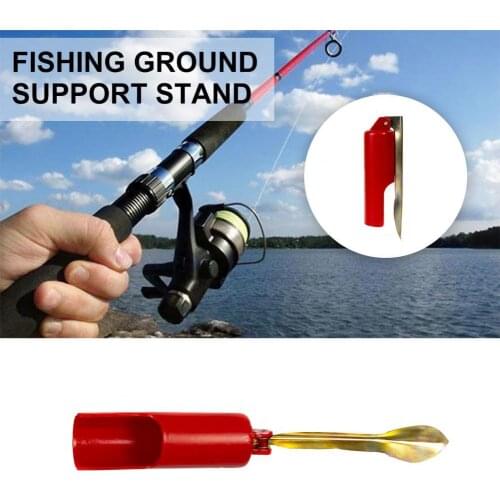 32cm Fishing Pole Holder Red Foldable PE Plastic Metal Fishing Rod Holder Insert Ground Portable Steel Tools Fishing Accessories