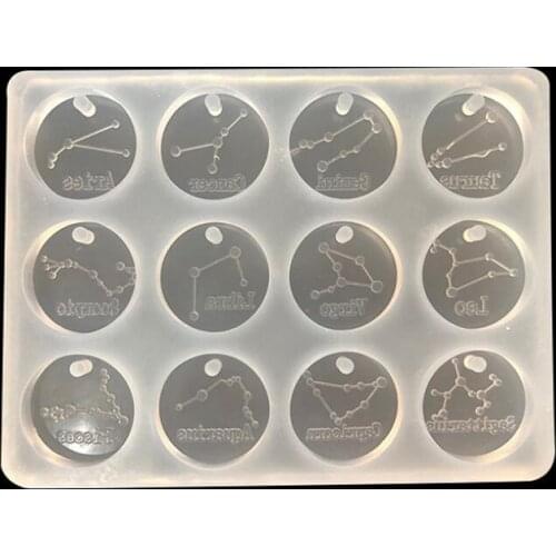 DIY Resin Crystal Epoxy 12 Constellation Pendant Silicone Mold Handmade Necklace Pendant
