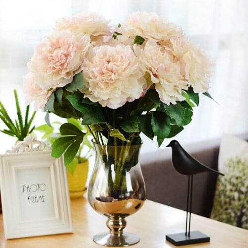 Big Five-Head Royal Peony Artificial Silk Flowers For Home Decorations Wedding Bouquet For Bride High Quality Fake Flower