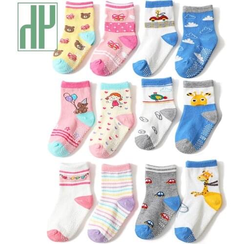 HH 2021 New 12 Pairs/lot 1 to 5 Years Cotton Baby Socks Boys Girls Cartoon Cute Comfortable Sock Childrens Socks Four Season