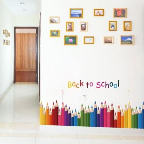 ZGTGLAD DIY Mural Pencil Back To School Wall Sticker Removable Vinyl Art Wall Decals Kindergarten Play Room Decor