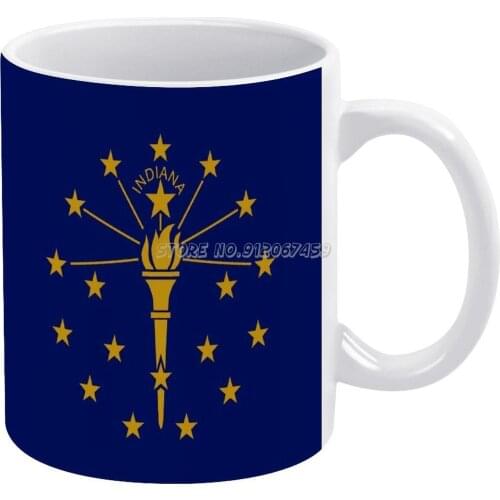Indiana State Flag Coffee Mugs Ceramic Personalized Mugs 11 Oz White Mug Tea Milk Cup Drinkware Travel Mug Indiana In State Flag