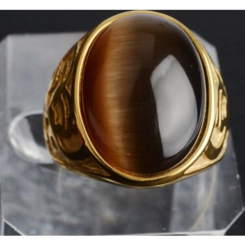 316L Stainless Steel Cool Big Man-Made Gems Stone Ring Black Rock Party Best Gift Free Shipping