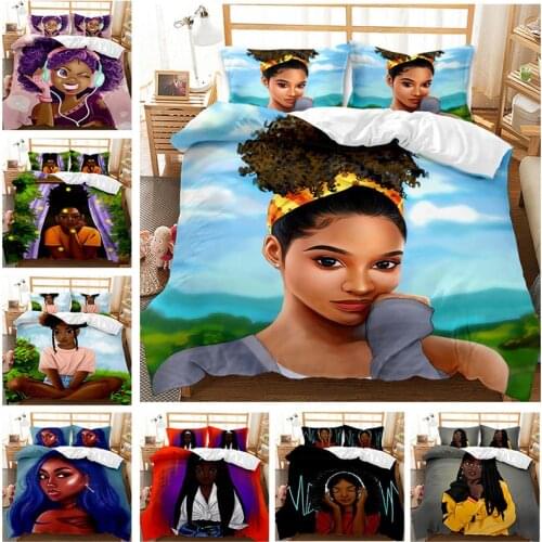 3D Bedding set African gir Bed Linen Queen size Comforter cover and Pillowcase 3pcs Duvet Cover Set Single/Double/King Bed set