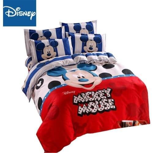 4pcs disney mickey mouse print queen duvet cover set cartoon bedding twin full kids adult bedlinen home decor blue sheet gift