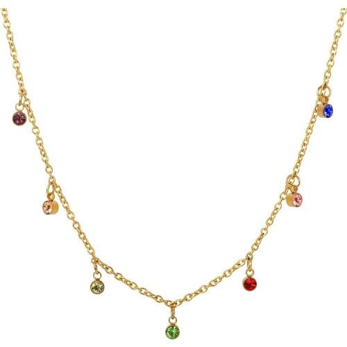 Colorful Crystal Pendant Necklace For Women Bijoux Collares Jewelry Trendy Tassel Female Party Girl Street Wear Necklace