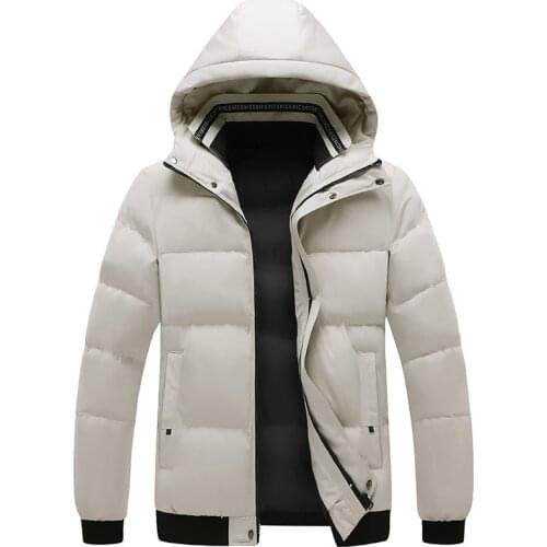 2021 Mens Autumn and Winter New Cotton-Padded Coat Detachable Hat Warm-Keeping Cotton Clothing