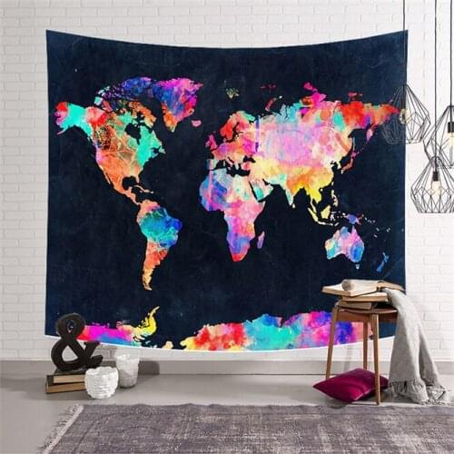 10pcs Tapestry Wall Hanging Polyester World map Pattern Blanket Home Decoration Yoga Multifunction Mat bedroom livingroom Decor