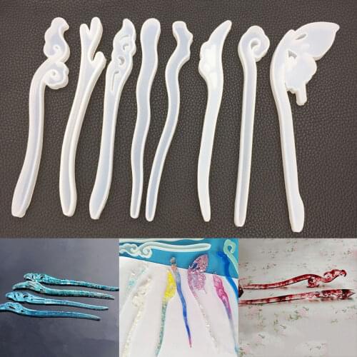 NOT AS LONG DIY Crystal Epoxy 8 Hairpin Mold Pendant Jewelry Silicone Resin Mold Mirror Creative Jewelry Handmade Gift
