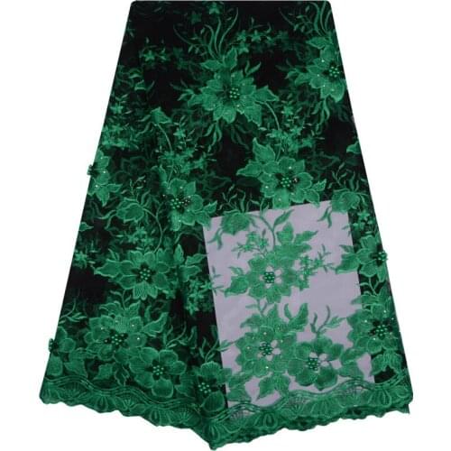 Latest Green African Laces Fabrics Embroidered African French Lace Fabric Cheap African French Net tulle Lace Fabric S1126