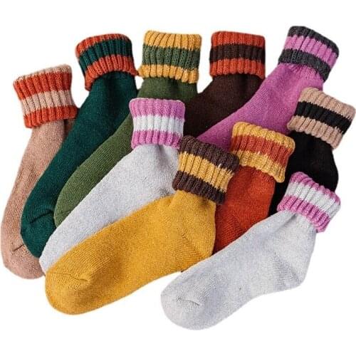 2021 New Winter Thick Warm Wool Women Socks Colorful Socks Fashion Casual Euramerican National Wind-Flowers Cotton Sock