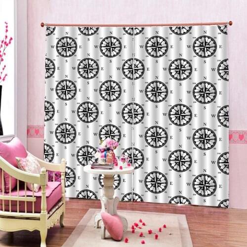Custom any size Geometric Pattern Vintage Style Abstract Indoor Curtain For Living room Bedroom Blackout Window Drapes Sets