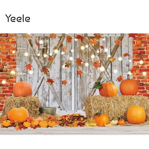 Yeele Autumn Photography Backdrop Glitter Wood Brick Wall Haystack Pumpkin Baby Background Photocall Photographic Photo Studio