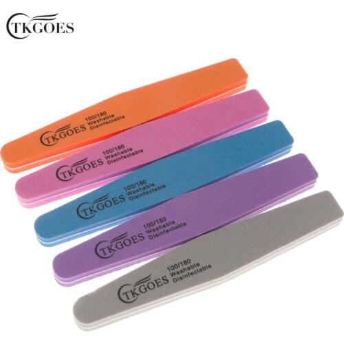 5 Pieces Per Pack Mixed Colors Nail Files Nail Buffer File Washable 100/180 Grit Nail Buffer For False Nail Finger Polish