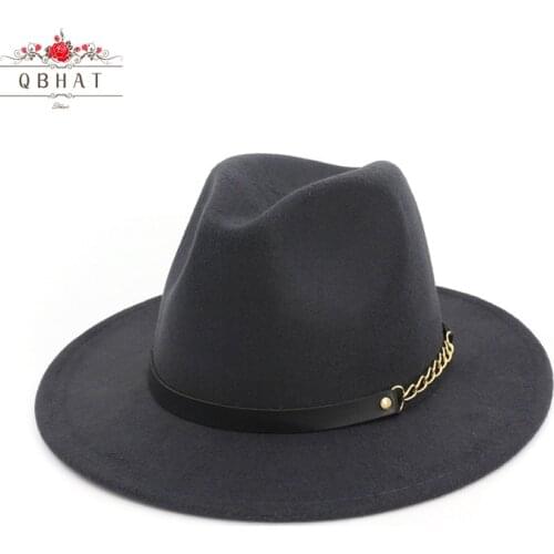 QBHAT Wholesale Unisex Wool Felt Fedora Hats for Women Vintage Wide Brim Mens Fedoras Cap Green Jazz Hat Panama Formal Hat