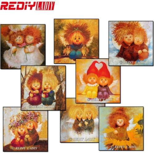 REDIY LADIY Diy Diamond Painting Angel Girls Crystal Cross Stitch Diamond Embroidery Square Drill 100% Full Home Decor Mosaic