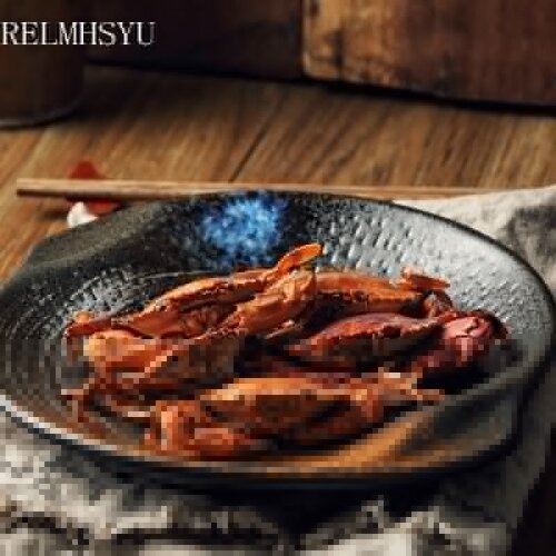 RELMHSYU Japanese Style Ceramic Rice Bowl Round Flat Breakfast Plate Dish Food Tray Household Tableware