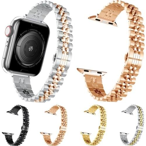 Stainless Steel Strap for Apple Watch 6 se Band 40mm 44mm Womens Slim Bracelet for iWatch Series 5 4 3 38mm 42mm Metal Wristband