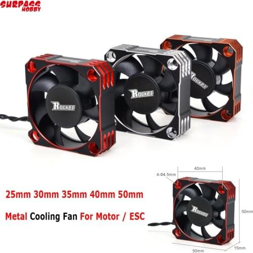 Rocket 25mm 30mm 35mm 40mm 50mm Metal Motor Cooling Fan Fan Heat Sink Fan Cover for 1/10 1/8 1/5 1/12 RC Car Brushless Motor ESC