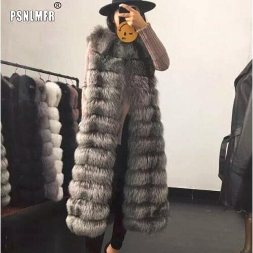 Luxury Real Fox Fur Vest For Women. New X-Long 110CM Length Natural Fur Vests Female Warm Waistcoat, Autumn Winter Fur Coat