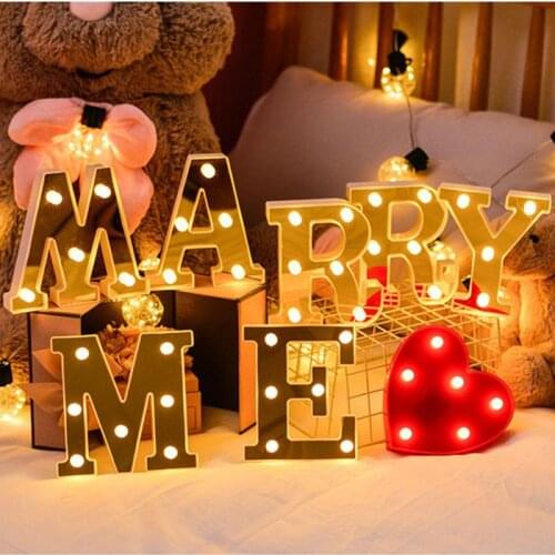 DIY 3D Letter Light LED Night Lights 26 English Marquee Sign Alphabet Night Lamp Atmosphere Home Wedding Birthday Decor Light