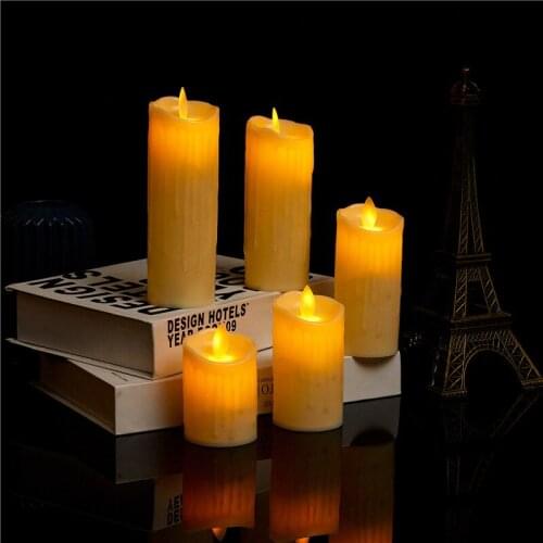 Flameless LED Candle Light Real Paraffin Wax Pillars with Realistic Swing Flames for Christmas Decor Xmas Gift New Year 2022
