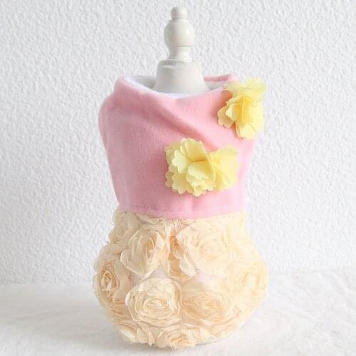Flower Rose Winter Warm Cat Dog Coats Dress cotton-padded Chiwawa Autumn Winter Clothing For Dogs Puppy Dog Cat Pet Clothes