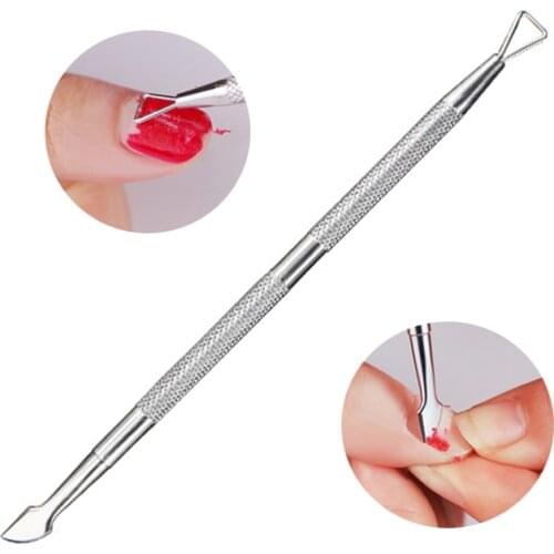 New 1 Pcs Triangle Stick Rod UV Gel Polish Removal Culticle Pusher Stainless Steel Remover Gel Varnish Nail Art Cleaning Tool