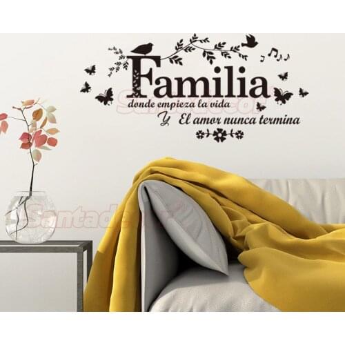 Stickers Familia Donde Empieza La Vida Vinyl Wall Art Decal Living Room Home Decor Wallpaper Family House Decoration Poster