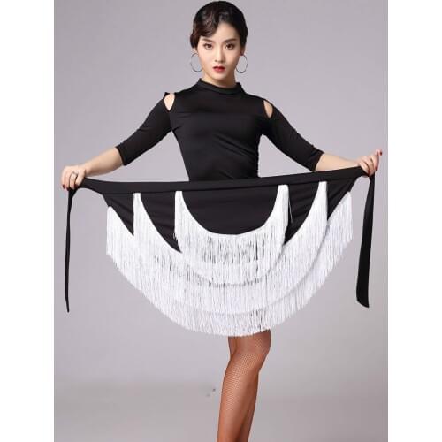 Lady Irregular Tassels Latin Dance Skirt Multicolor Rumba Samba Tango Ballroom Dance Practice Skirt Stage Costume Performance