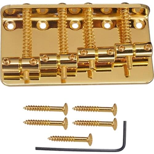 Golden 4 String Bass Bridge for Electric Bass Replacement Accessory