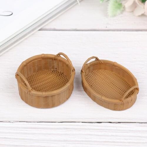 1:12 Dollhouse Simulation Miniature Resin Fruit Bread Food Basket Storage Basket Model Toys