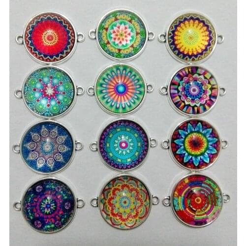 30pcs/lot mandala Bandanna Cabochon Yoga Cabochons round 20mm Flatback for bracelet DIY accessory
