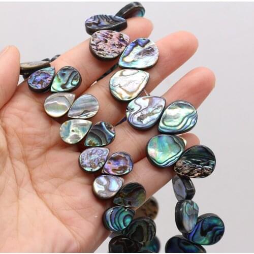 4 Pcs Natural Abalone Shells Drop-shaped Horizontal Hole Beaded Handmade Crafts DIY Retro Necklace Bracelet Jewelry Bead Making