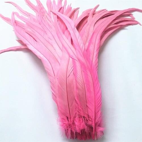 50Pcs/Lot Pink Rooster Tail Feather 30-35cm 12-14inch Natural Feathers For Crafts Wedding Decoration Clothing Accessories Plumes