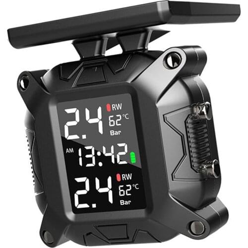 TPMS Wireless Solar Tire Pressure Monitoring System Large LCD for Motorcycle