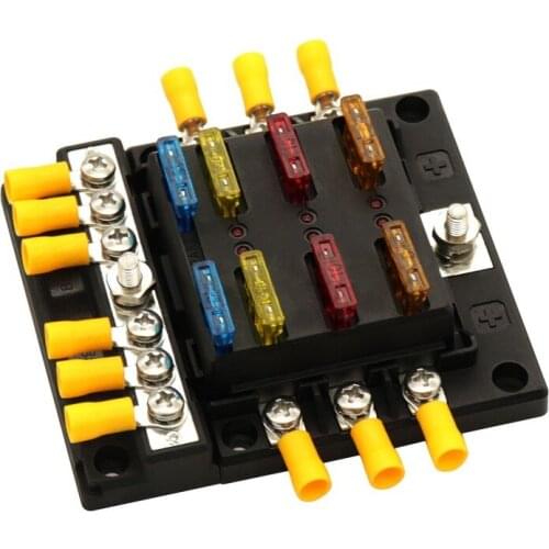 1Pc DC12-32V 6 Way Blade Fuse Box Holder Fuse Blocks with LED Indicator light for Car Boat Bus Marine Caravan Truck RV Yacht New