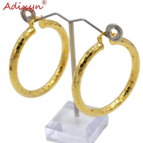 Adixyn FOUR SIZE can choice African Big Hoop Earrings for Women Gold Color & Brass Twisted Earring Arab/Ethiopian N09231