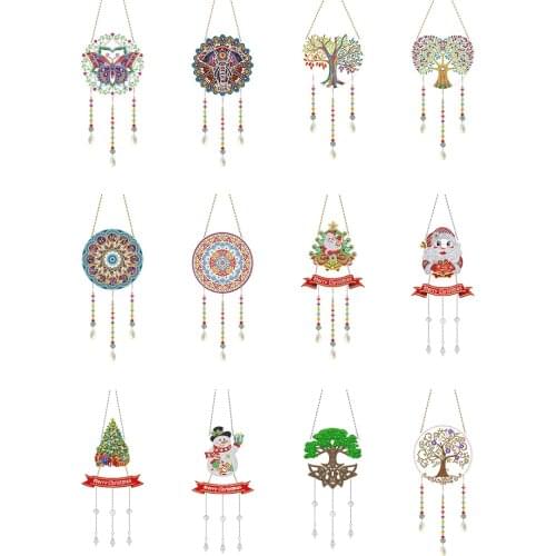 DIY Wind Chime 5D Mosaic Crystal Sun Catcher Prism Teardrop Pendant Diamond Resin Painting Kit Window Car Hanging Craft Ornament