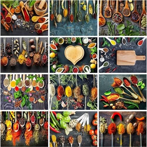 Evershine 5D Diamond Painting Kitchen Cross Stitch Diamond Embroidery Seasoning Mosaic Picture Of Rhinestones Home Decoration