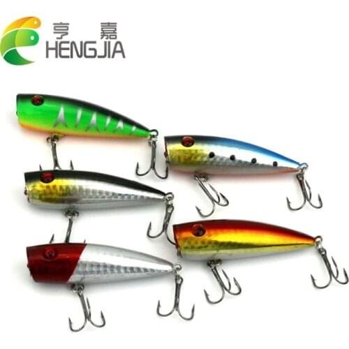 HENGJIA 7CM 9G #6hooks Laser Reflective Popper Fishing Lures Top Water Vibration wobblers artificial crankbaits pesca swimbaits