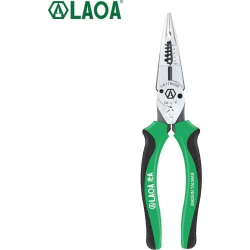LAOA Multi Pliers 8 Inch Wire Cutter Cr-V Crimping Tool 6 in 1 Needle-nose Pliers Wire Stripper 0.7-4.0mm range