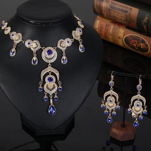 Moroccan Style Robe Wedding Gold Jewelry Set for Women Necklace Earring High Quality Jewelry Set