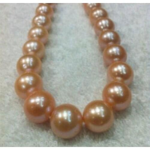 Beautiful 11-12MM AAA SOUTH SEA PINK natural PEARL NECKLACE 18"