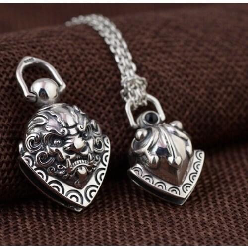 S925 sterling silver pendant double-sided bell DIY accessories new skull pendant